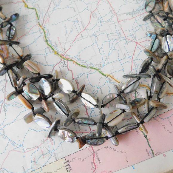 abalone shell multi-strand necklace - Picture 2 of 7